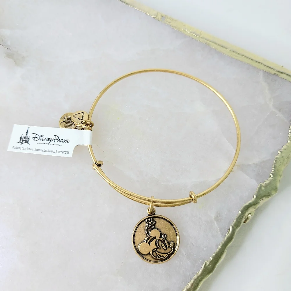 NWT Alex and Ani Disney Parks Mickey 2013 Gold Tone Bangle Bracelet